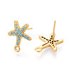 Brass Micro Pave Cubic Zirconia Stud Earring Findings KK-N263-24A-G-2