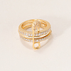 Brass Micro Pave Cubic Zirconia Finger Rings FA7520-5-2