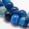 Natural Striped Agate/Banded Agate Bead Strands X-G-K166-13-6mm-06-3
