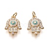 Brass Micro Pave Clear Cubic Zirconia Pendants ZIRC-L098-002G-1