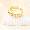 Ocean Theme Brass Micro Pave Cubic Zirconia Cuff Rings for Women RJEW-F184-17I-G-3