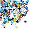 150 Pcs 10 Colors Handmade Evil Eye Lampwork Round Beads LAMP-NB0001-29-1