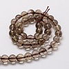 Natural Smoky Quartz Round Beads Strands X-G-E329-8mm-38-2