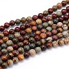 Natural Polychrome Jasper/Picasso Stone/Picasso Jasper Round Bead Strands G-J303-16-8mm-1