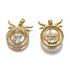 Brass Clear Cubic Zirconia Constellation Charms KK-J278-33G-I-2