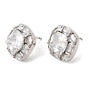 Brass Pave Cubic Zirconia & Glass Stud Earrings EJEW-G471-03P-6