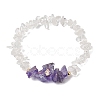 Natural Quartz Crystal & Electroplated Natural Quartz Chip Beads Stretch Bracelets for Women BJEW-JB12279-3