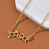 304 Stainless Steel Chemical Symbol Pendant Necklaces NJEW-Z073-03G-06-3