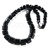 Natural Dyed & Heated Black Agate Hexagon Prism Graduated Beaded Necklaces for Women Men NJEW-K388-03J-1