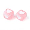 Spray Painted Transparent Acrylic Beads OACR-N140-02E-4