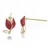 Brass Micro Pave Clear Cubic Zirconia Stud Earring KK-N232-118B-NF-3