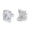 Brass Clear Cubic Zirconia Charms ZIRC-G170-11P-2