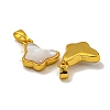 Rack Plating Brass Pave Natural White Shell Butterfly Charms KK-U025-01G-01-2