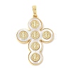 Brass Pave Natural White Shell Pendants KK-S522-01D-G-1