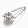 Brass Micro Pave Cubic Zirconia Safety Brooch X-JEWB-I010-08P-2