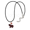 Dyed Synthetic Turquoise Horse Pendant Black Waxed Cord Necklaces NJEW-JN05430-02-4