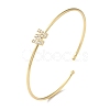 Rack Plating Brass Micro Pave Clear Cubic Zirconia Letter Open Cuff Bangles BJEW-A018-01G-W-1