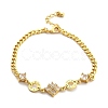 Brass Micro Pave Clear Cubic Zirconia Link Bracelets BJEW-U020-21G-4