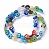 Flat Round Handmade Millefiori Glass Beads LK-R004-54-3