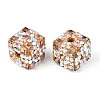 Polymer Clay Rhinestone Beads with Square Acrylic CLAY-T022-03E-2