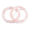 Column Natural Rose Quartz Beads Stretch Bracelets for Women Men BJEW-A148-01A-25-4