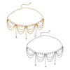 2Pcs 2 Colors Bohemian Alloy Multi-layered Chain Tassel Waist Belly Chains for Women AJEW-HS0001-52-1
