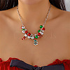Alloy Rhinestone with Enamel & Plastic Christmas Pendant Bib Necklaces FS-WG99102-10-1