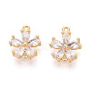Brass Pave Clear Cubic Zirconia Connector Charms KK-T078-03G-05-1