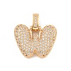 Brass Micro Pave Clear Cubic Zirconia Pendants KK-B099-01G-W-1
