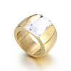 304 Stainless Steel & Glass Finger Rings FS-WGBA2F3-03-1