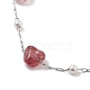Natural Strawberry Quartz Nuggets Link Chain Necklaces NJEW-H041-06P-05-2