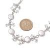 Flat Round Pearl with Bowknot Alloy Link Necklaces NJEW-JN04812-3