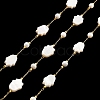 Natural Shell Hamsa Hand & Round Link Chains CHS-G028-06G-1