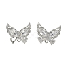 Brass Micro Pave Clear Cubic Zirconia Stud Earring Findings LS-KK-C107-10P-1