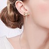 Clear Cubic Zirconia Bowknot Dangle Stud Earrings with Imitation Pearl Beaded JE1094A-6
