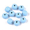 Spray Painted Round Natural Schima Wood Beads LS-WOOD-A018-8mm-18-1