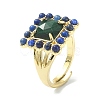 Natural Malachite & Lapis Lazuli Adjustable Ring RJEW-B030-01A-07-2