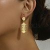 Elegant Vintage Brass Coin Flat Round Tassel Hoop Earrings NB9572-3