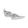 Brass Micro Pave Clear Cubic Zirconia Hollow Wings with Heart Connector Charms KK-L229-062P-2