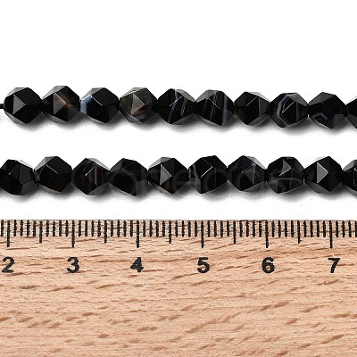 Natural Black Banded Agate/Striped AgateBeads Strands G-Z119-A03-01-1