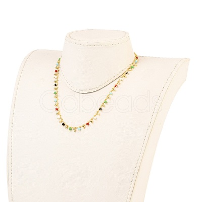 Brass Handmade Colorful Glass Beaded Necklaces NJEW-JN03134-1