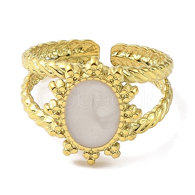 304 Stainless Steel Enamel Open Cuff Rings for Women RJEW-F166-45G-02-1