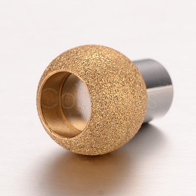 Textured 304 Stainless Steel Column Magnetic Clasps with Glue-in Ends STAS-I045-11G-1