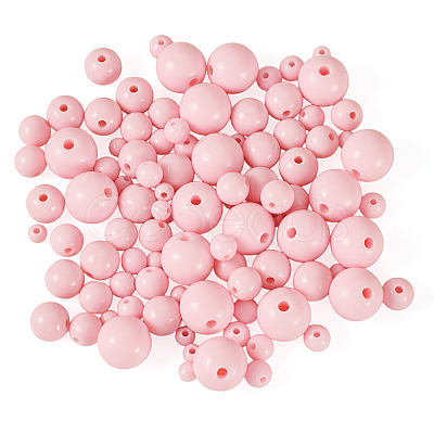 100Pcs 5 Styles Opaque Acrylic Beads MACR-TADJ0001-12G-1