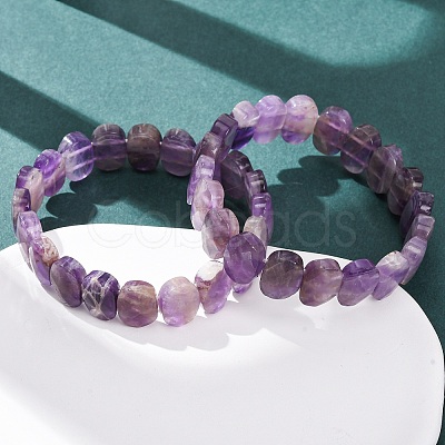 Natural Amethyst Faceted Beaded Stretch Bracelets for Women BJEW-K251-07F-1