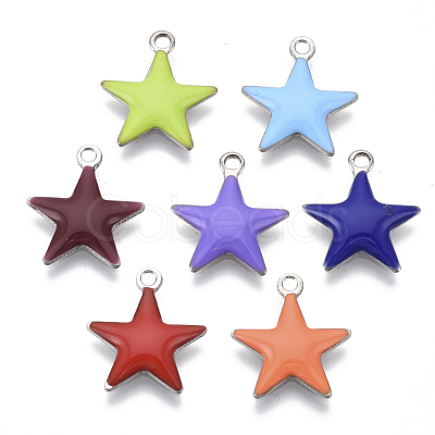 201 Stainless Steel Enamel Charms X-STAS-N088-14-1