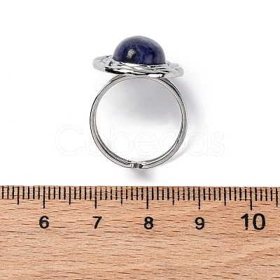 Oval Natural Sodalite Finger Rings RJEW-M063-01P-09-1