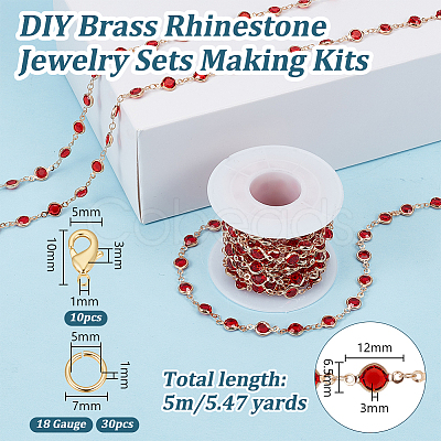 DIY Brass Rhinestone Jewelry Sets Making Kits DIY-OC0014-15D-1