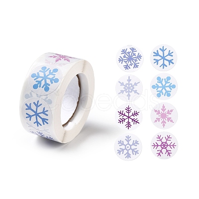 Christmas Themed Flat Round Roll Stickers X-DIY-B045-04B-1