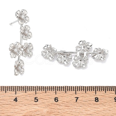 Brass Micro Pave Cubic Zirconia Stud Earrings for Women EJEW-A167-24P-1